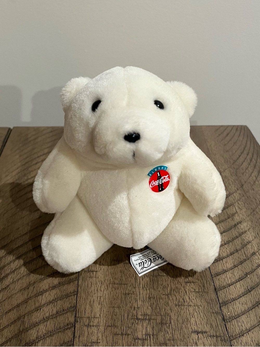 Vintage Coca-Cola Plush Polar Bear 1993 w/ Always Coca Cola Badge 7" Stuffed